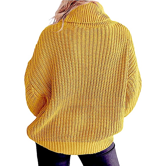 COPY - Yellow Long Sleeve Slouchy Comfy Turtleneck Chunky Oversized Sweater Siz… - Picture 4 of 6